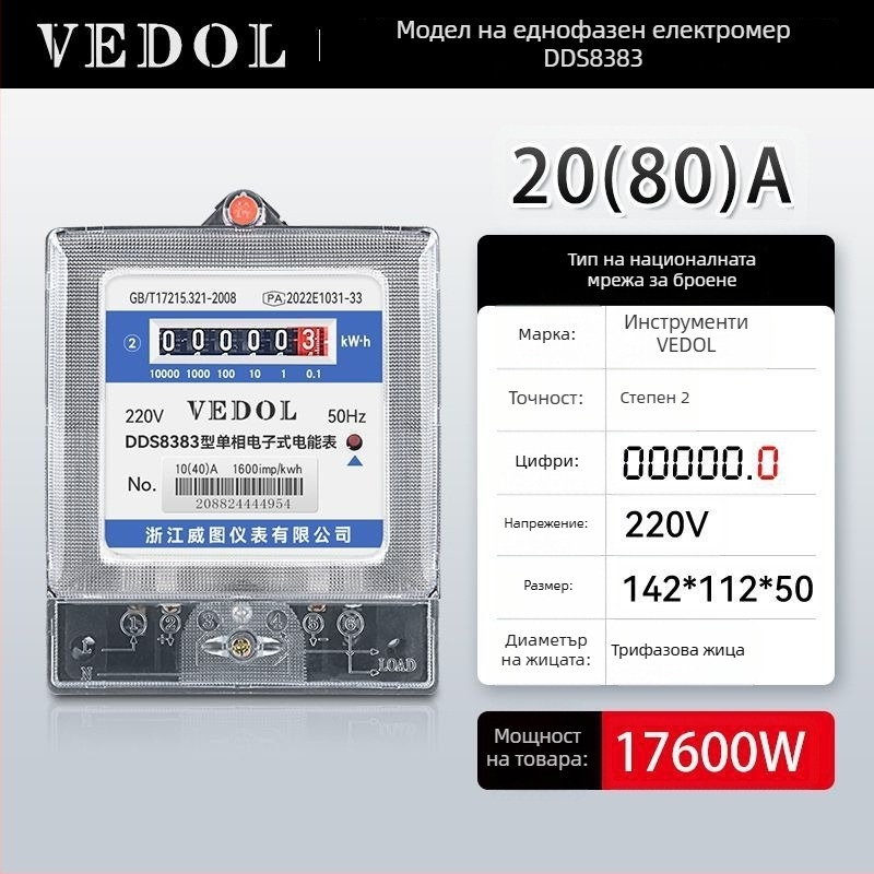 Дигитален смарт електромер 220V, еднофазен, за жилищна употреба