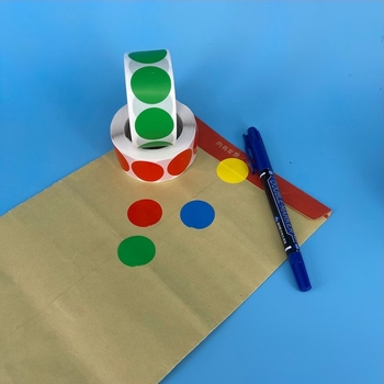 Кръгли самозалепващи етикети за надписване – медна платка, модел 54, ролкова печат, дебелина 0.08 мм