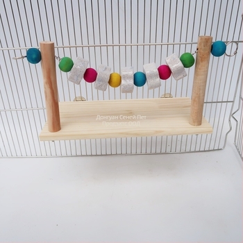 Дървена многофункционална платформа за скачане и камък за дъвчене за хамстери, шиншили и катерици