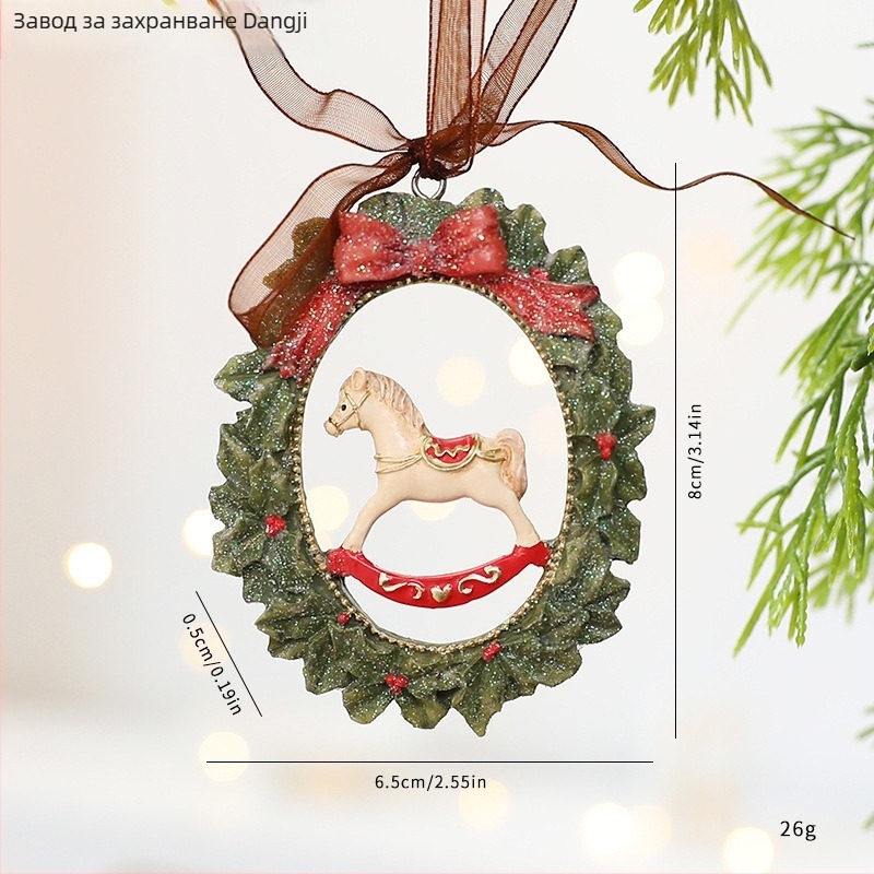 Висулка за Коледа в ретро стил с триизмерна елха – плат, китайски стил, коледна украса