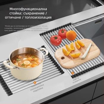 Dongxing неръждаема стомана – рол-ъп дренажен рафт за кухня със сгъваема система за съхранение на съдове