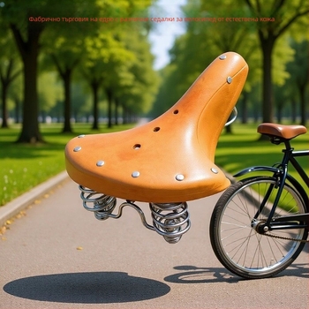 Велосипедно седло, кравешка кожа, три пружини, ретро дизайн, модел 28, за обикновени велосипеди