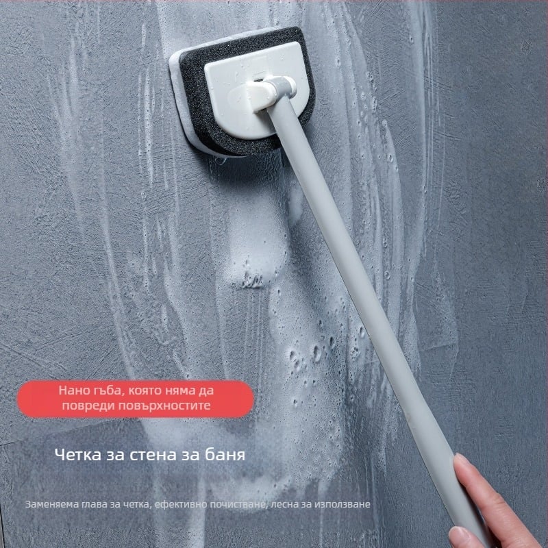 Почистваща четка за баня със сменяема глава от меламинова гъба, за плочки и стени, марка Sen, 58 g