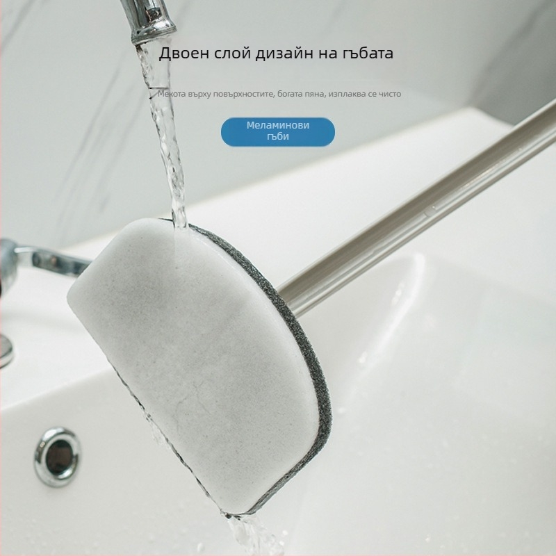 Почистваща четка за баня със сменяема глава от меламинова гъба, за плочки и стени, марка Sen, 58 g