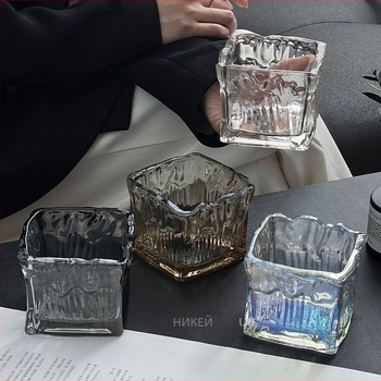 Пепелник от 304 неръждаема стомана с ледников модел, модерен дизайн за дневна и офис