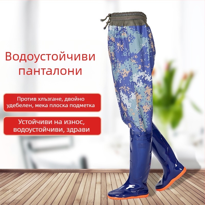 Дъждовни ботуши до коляното с изкуствен PU горна част и пластмасова подметка, унисекс, текстилна стелка