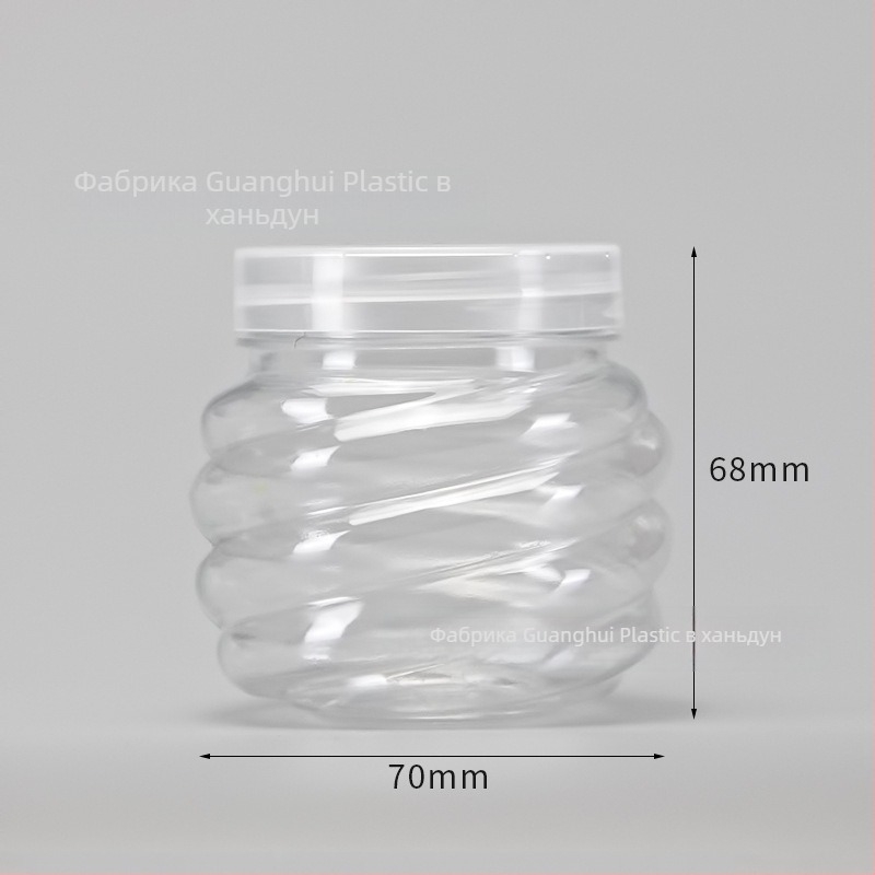 PET пластмасова банка с широко гърло, завинтващ се капак, прозрачна за домашно съхранение, разнообразни стилове