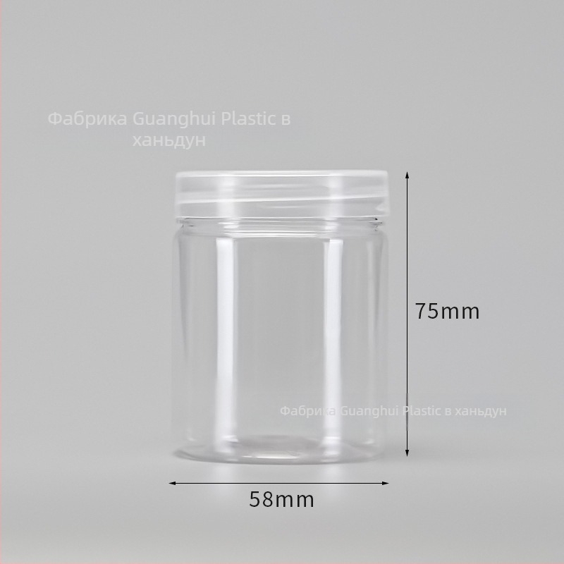 PET пластмасова банка с широко гърло, завинтващ се капак, прозрачна за домашно съхранение, разнообразни стилове