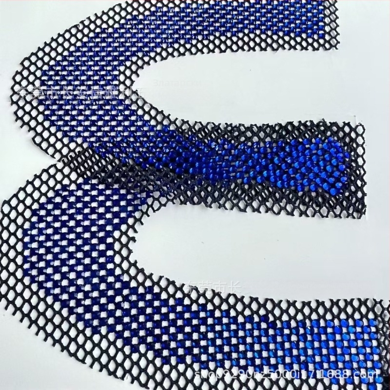 Мрежесто горнище за обувки с кристални акценти, No.30 кристали, модел 4445, U-образен стил, Alley