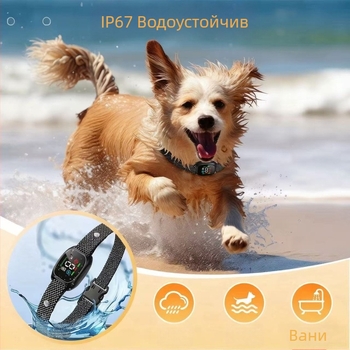 Колан против лаене за кучета с автоматично намаляване на шума, тих режим, USB захранване, пластмасов корпус