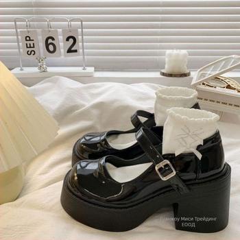 Дамски PU Mary Jane обувки с дебел клин ток (1–3 см), Slip-On, каучукова подметка, корейски стил, лято