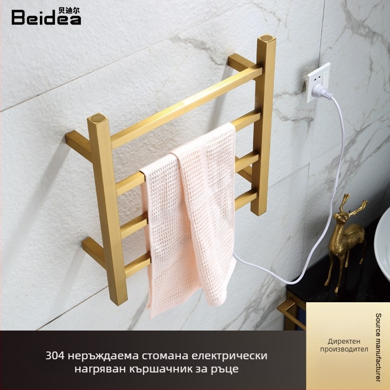 Електрически отопляем държач за кърпи с четково покритие, баня, 4 нива (304 неръждаема стомана; интелигентен контрол на температурата; товар 15 кг)