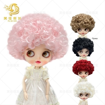 Перука за BJD кукла, къса къдрава коса, модел LBB, тел от термоустойчива жица, стил карикатура, чубка с къдрици, произход Zhejiang