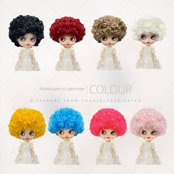 Перука за BJD кукла, къса къдрава коса, модел LBB, тел от термоустойчива жица, стил карикатура, чубка с къдрици, произход Zhejiang