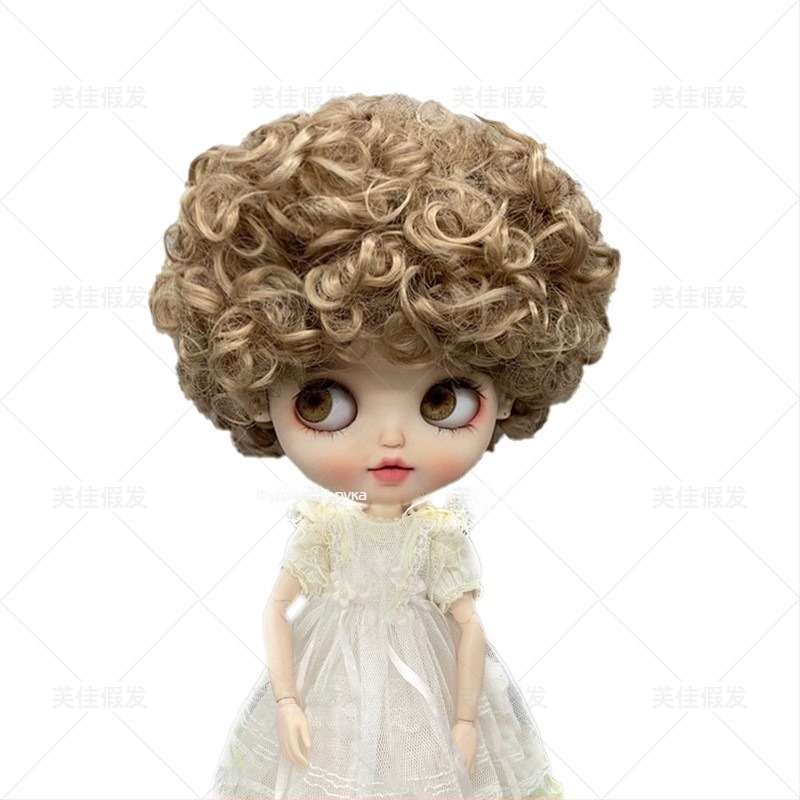 Перука за BJD кукла, къса къдрава коса, модел LBB, тел от термоустойчива жица, стил карикатура, чубка с къдрици, произход Zhejiang