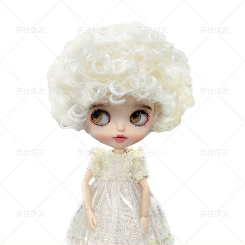 Перука за BJD кукла, къса къдрава коса, модел LBB, тел от термоустойчива жица, стил карикатура, чубка с къдрици, произход Zhejiang