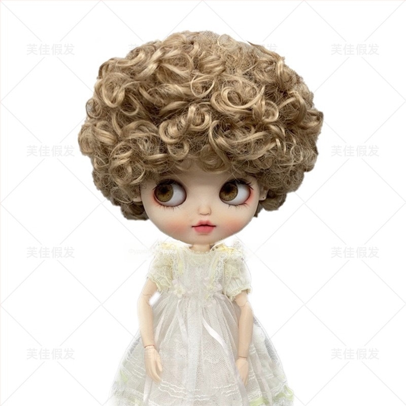 Перука за BJD кукла, къса къдрава коса, модел LBB, тел от термоустойчива жица, стил карикатура, чубка с къдрици, произход Zhejiang