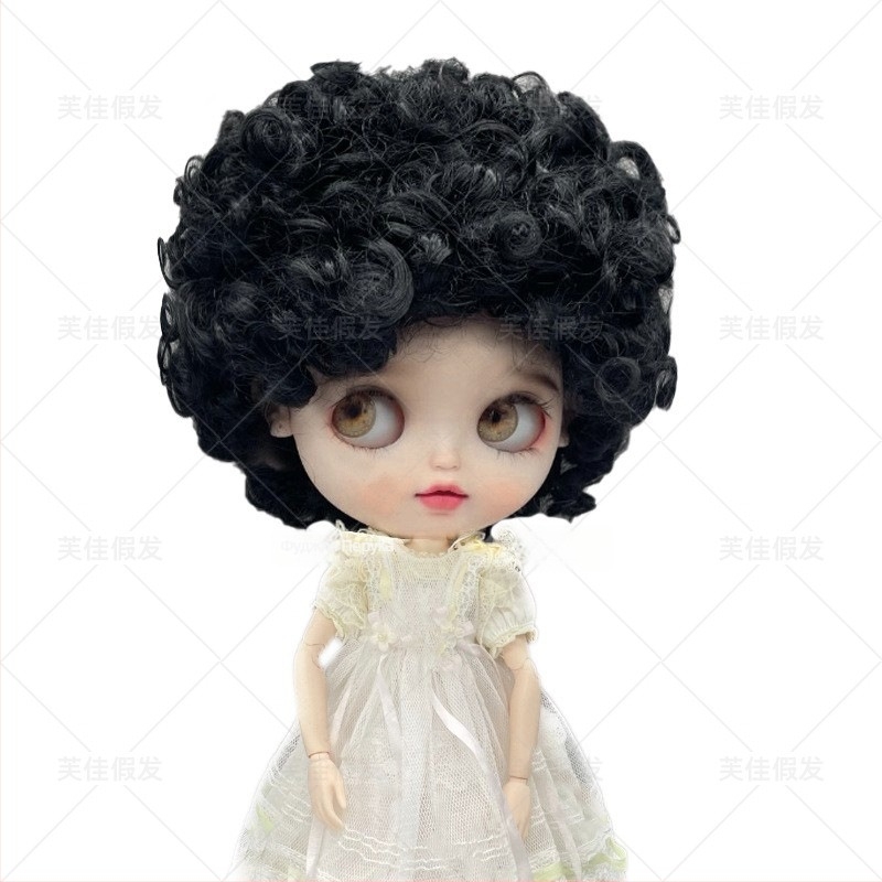 Перука за BJD кукла, къса къдрава коса, модел LBB, тел от термоустойчива жица, стил карикатура, чубка с къдрици, произход Zhejiang