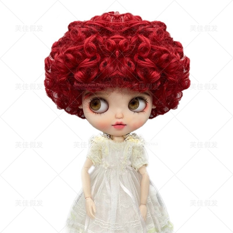 Перука за BJD кукла, къса къдрава коса, модел LBB, тел от термоустойчива жица, стил карикатура, чубка с къдрици, произход Zhejiang