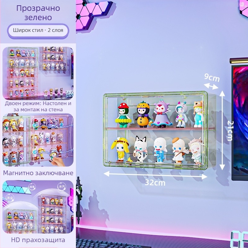 Стенна витрина за фигури – прозрачен корпус, прахо- и влагозащитна, PET пластмаса, капацитет 18 л, модел 9625