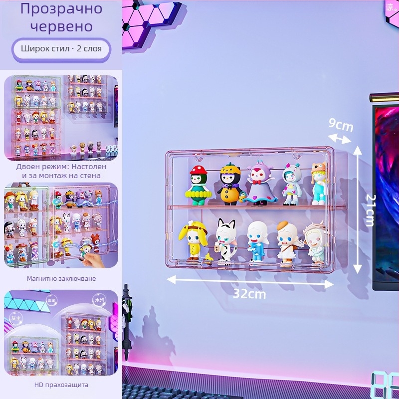 Стенна витрина за фигури – прозрачен корпус, прахо- и влагозащитна, PET пластмаса, капацитет 18 л, модел 9625