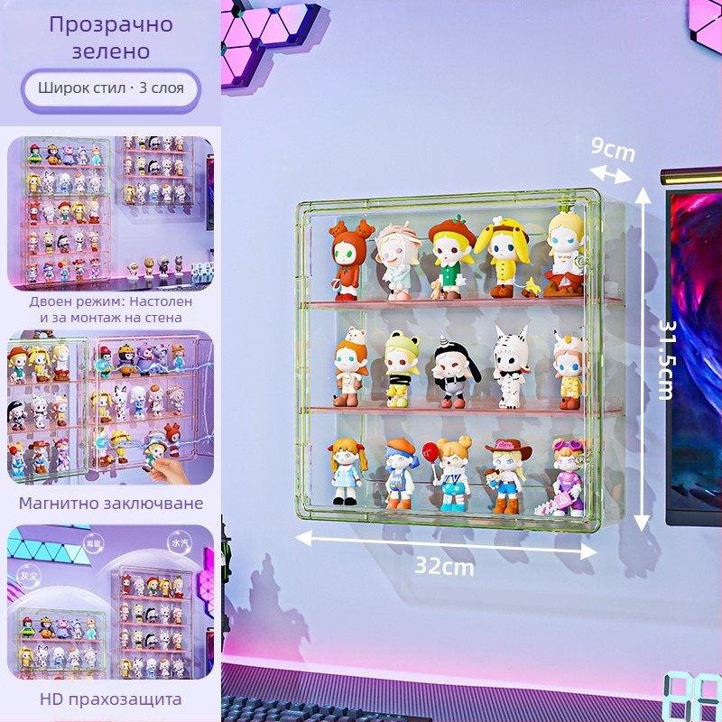 Стенна витрина за фигури – прозрачен корпус, прахо- и влагозащитна, PET пластмаса, капацитет 18 л, модел 9625