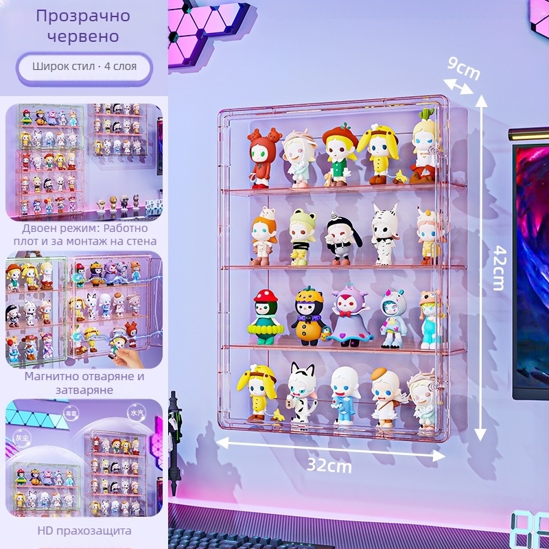 Стенна витрина за фигури – прозрачен корпус, прахо- и влагозащитна, PET пластмаса, капацитет 18 л, модел 9625