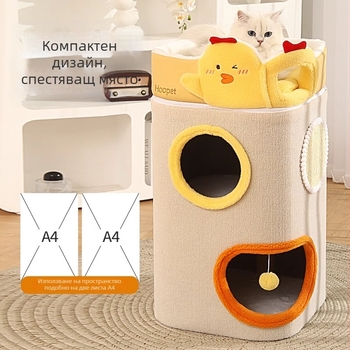 Котешка катерушка с интегрирано гнездо, три нива, полиестер/PP памук, не е внос, сладък стил