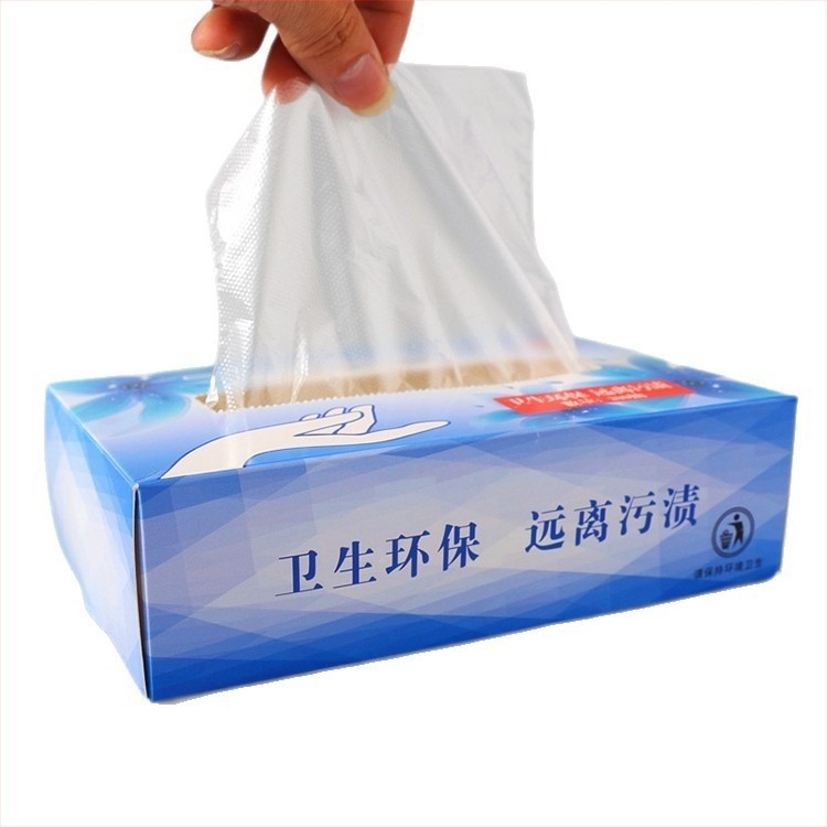 Издърпващи се еднократни ръкавици, 200 бр./кутия, хранително-годни удебелени PE ръкавици за обществено хранене, маслоустойчиви, прозрачни, 0,05–0,1 мм