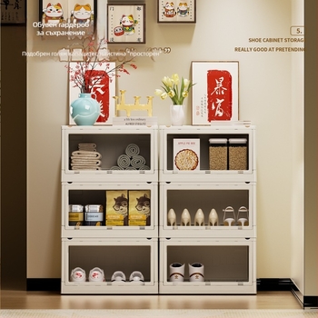 Кутия за съхранение в индустриален стил, сгъваема с дървена капачка за закуски и играчки, капацитет 50–60 л; Материал: борд с плътност + PP; С колела; Модел 2003