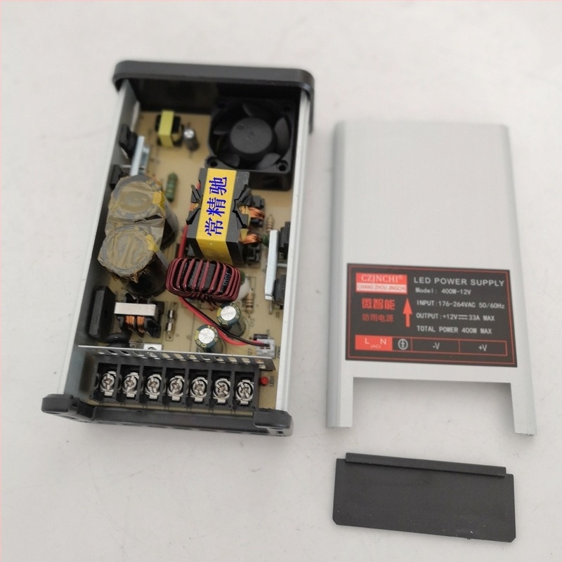 Външно LED захранване 12V 33A 400W, PWM превключване, IP63 защита, вход 220V AC