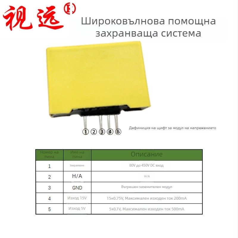 Инверторен модул за помощно захранване – вход 400V DC, изходи 15V/5V, 70% ефективност, IP68 защита, превключващо захранване