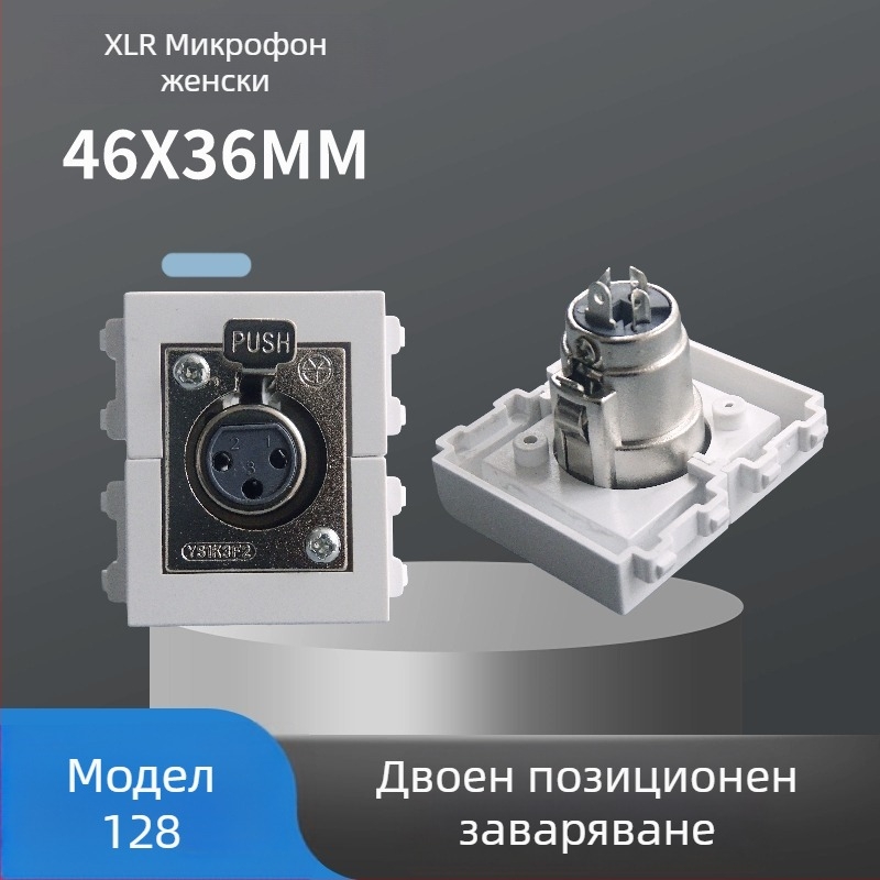 128-тип двупозиционен 3-ядрен модул за стенна розетка