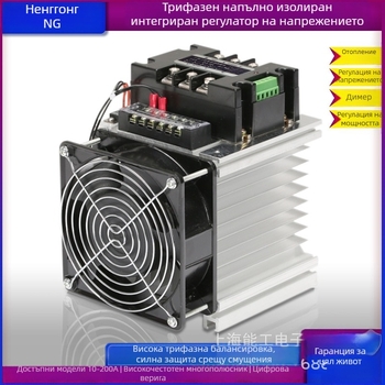 Трифазен DC-AC модул за регулиране на напрежението TSR-120DA-W с радиаторен вентилатор, номинален ток 120 A, контактно натоварване 380 V