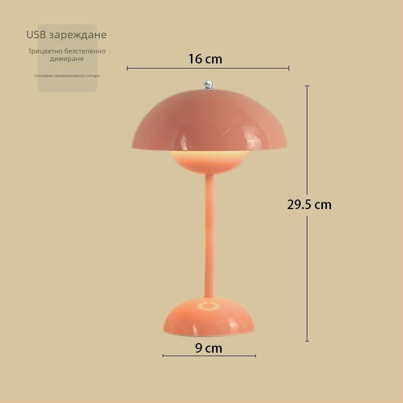 Двойка нощни лампи с гъбовиден дизайн, докосваем превключвател, мощност до 5W, напрежение до 36V, нощна светлина и учебна лампа