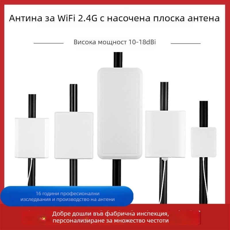 WiFi антена с насочена плоска панелна конструкция, високо усилване, 2.4 GHz, външна водоустойчива, за мрежови карти, модули и рутери