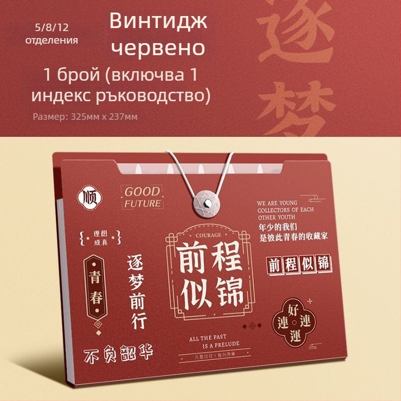 A4 акордеонна папка за документи, пластмасова, 5 отделения