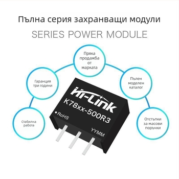 DC-DC неизолиран модул за захранване, модел K7803-500R3, ултра-широк вход, 3.3V регулиран изход, едноканален изход (Модел: K7803-500R3; Бранд: Mps; Вход: ултра-широк диапазон; Изход: 3.3V регулиран; Канал: едноканален; Изолация: неизолиран)