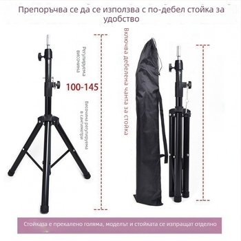 Глава манекен за перука - дълга права коса с челка, коса от коприна, може да се боядисва или да се пермва