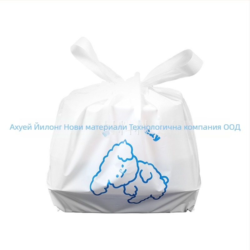 Еднократна PE чанта за изнасяне с връзка – чанта за хранене с възможност за печат на лого, 50 бр./пакет