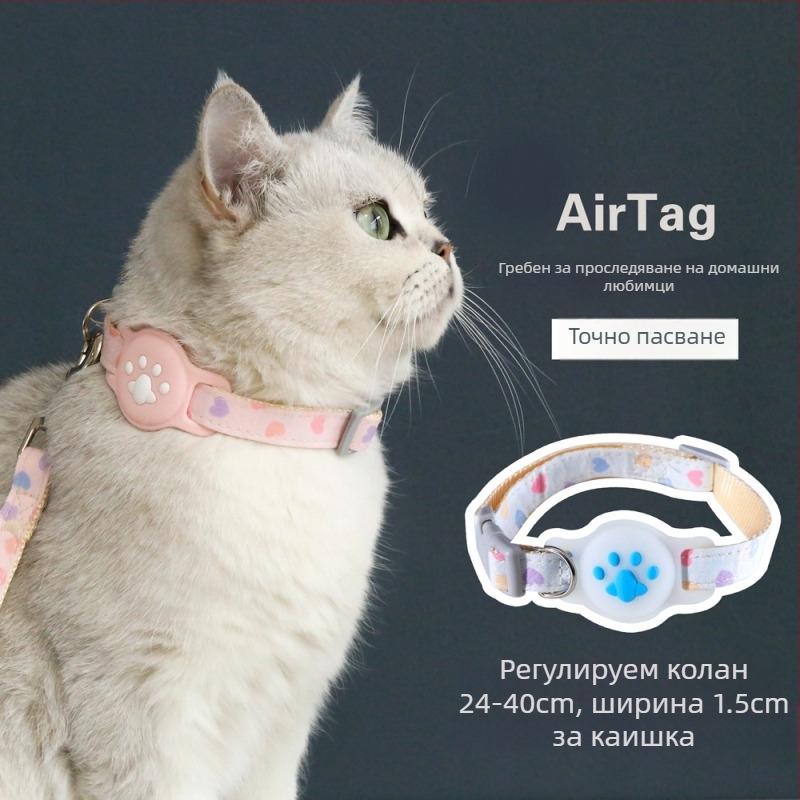 AirTag калъф за нашийник за домашни любимци, точков модел, памук-полиестер, принцес стил
