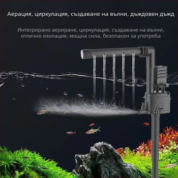 Три в едно: подводна аквариумна помпа със горен филтър, вградена помпа за кислородиране и циркулация, безшумна работа