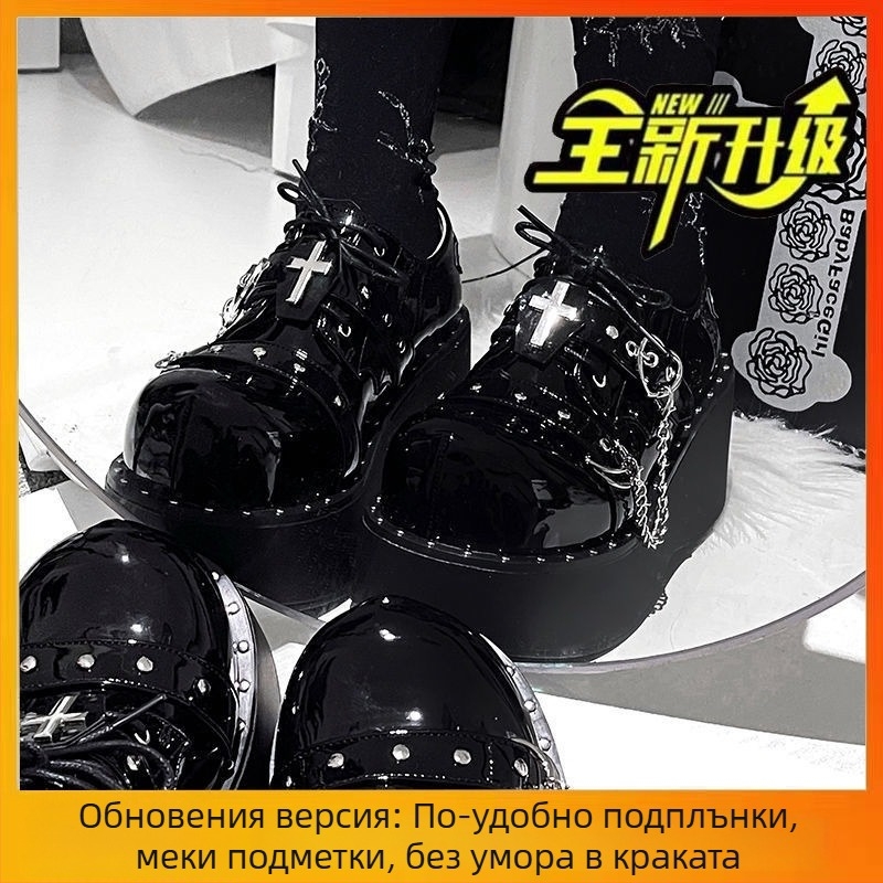 Дамски Mary Jane платформи, кръгъл нос, 3–5 см ток, японски стил, Y2K готик-пънк