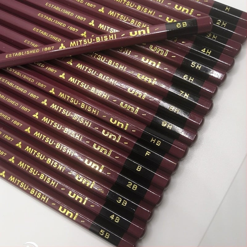 Uni Pencil Mitsubishi 1887 молив за тест на твърдост 6B-9H за скици и рисуване