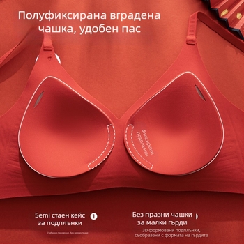 Комплект дамско бельо с чашка 3/4, тънки формовани памучни чашки, без стоманени телчета, задно закопчаване с три реда куки