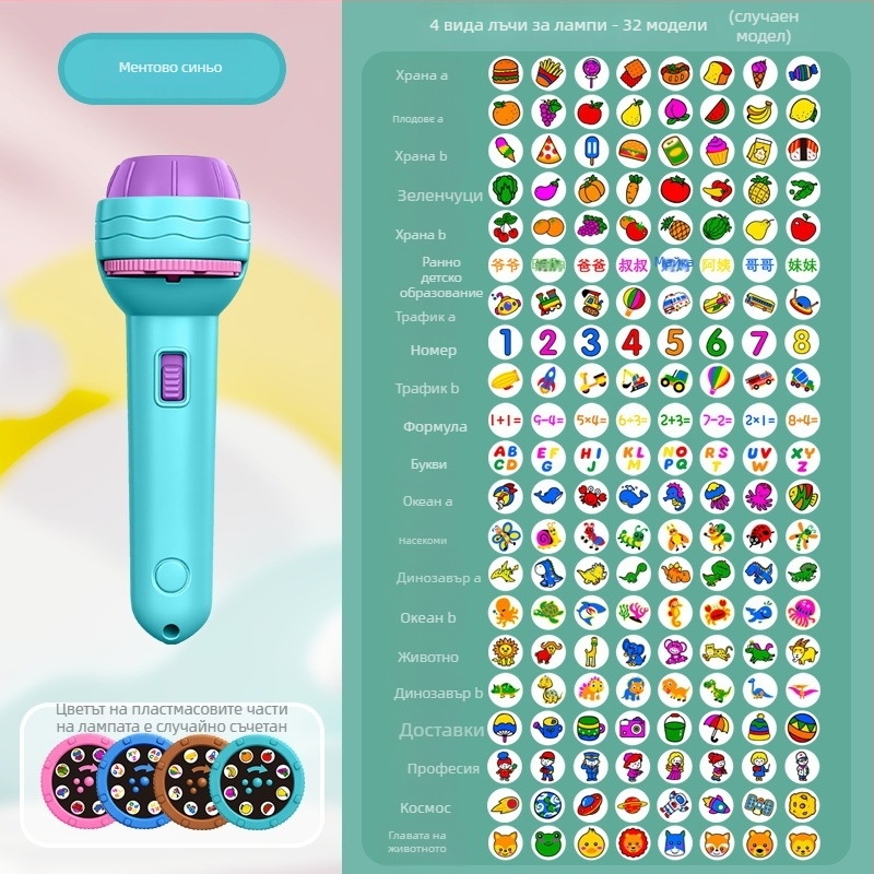 Детски фенер-проектор за светлина — образователна игра за интелектуално развитие и взаимодействие родител-дете, за деца 4–6 г.