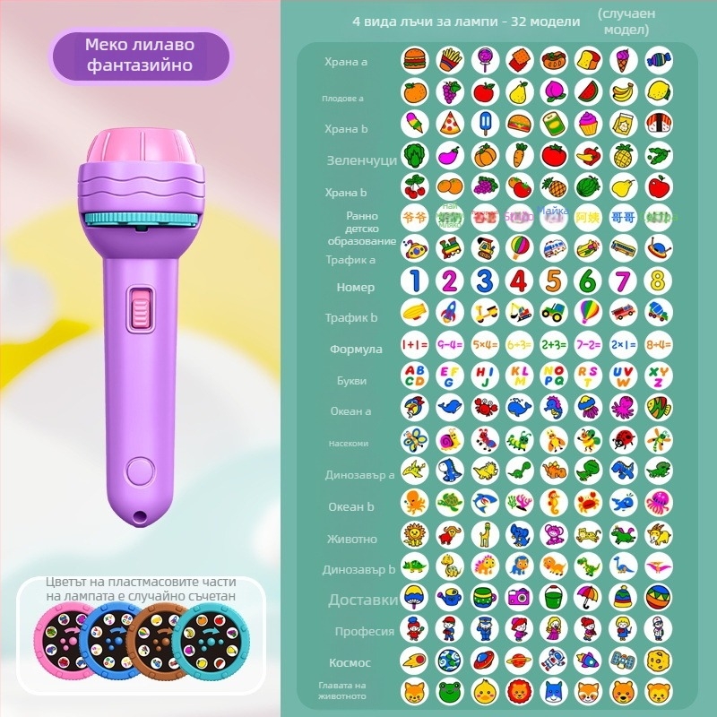 Детски фенер-проектор за светлина — образователна игра за интелектуално развитие и взаимодействие родител-дете, за деца 4–6 г.