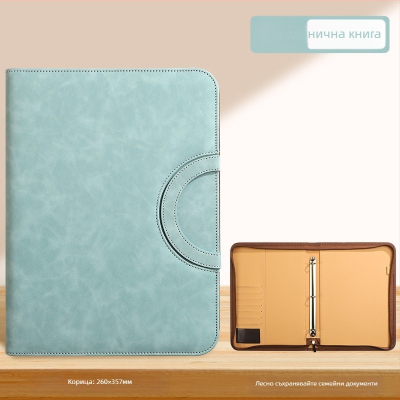 A4 документна папка за документи с цип Baiheng, модел A4-id storage book, PU материал, 3.5 cm дебелина, 12 страници