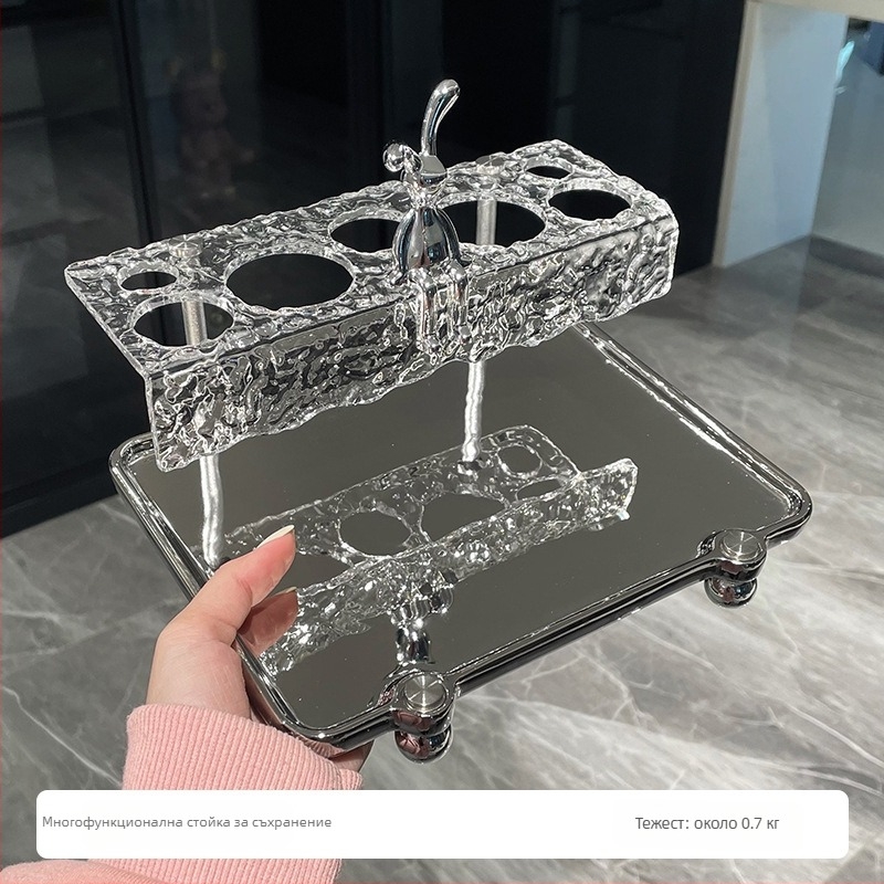 Osborn комплект за четки за зъби и чаши за уста — стъклена поставка за баня, еднослойна конструкция, неправилна форма