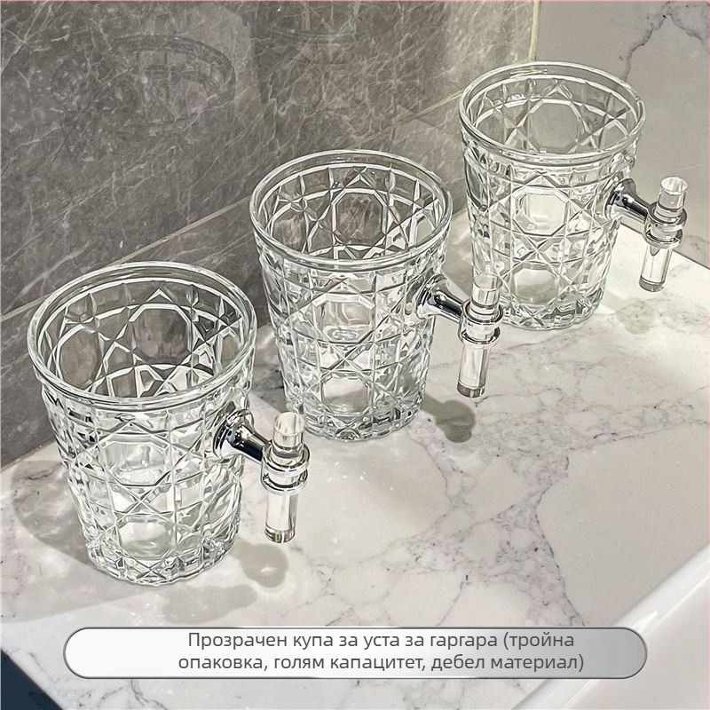 Стъклена чаша за уста и за четки за зъби, модерен минималистичен дизайн, цилиндрична форма, термоустойчива, еднослойна конструкция